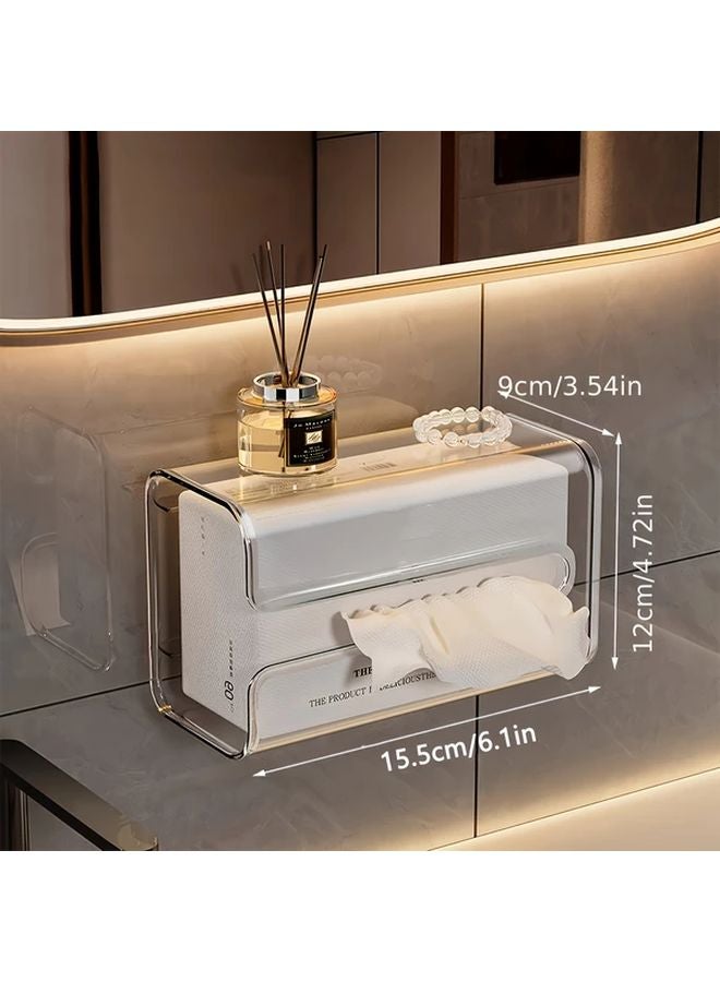 Transparent No Drill Wall Mounted Tissue Box Holder Smooth Dispensing Slot For Bathroom Kitchen Living Room Decor - Image 4