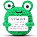 JULEASEL Mini Cute Positive Frog Crochet Doll with Encouraging Card Handmade Knitted Emotional Support Animal Uplifting Gift for Coworkers Friends Women Men Desk Party Decor - Image 2
