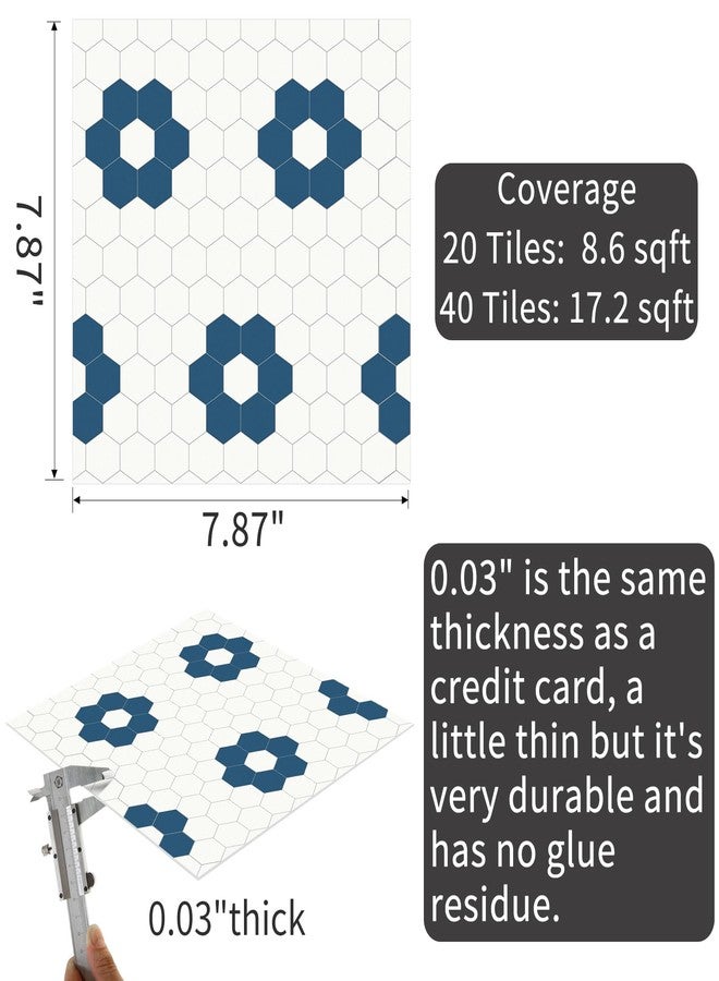 MORCART 20 Pack Peel and Stick Floor Tile, Removable Vinyl Flooring Waterproof 7.87" x 7.87" DIY Flooring for Bathroom, Kitchen, Fireplace, Pet House, Stairs, Bedrooms, Wall White Blue - Image 2