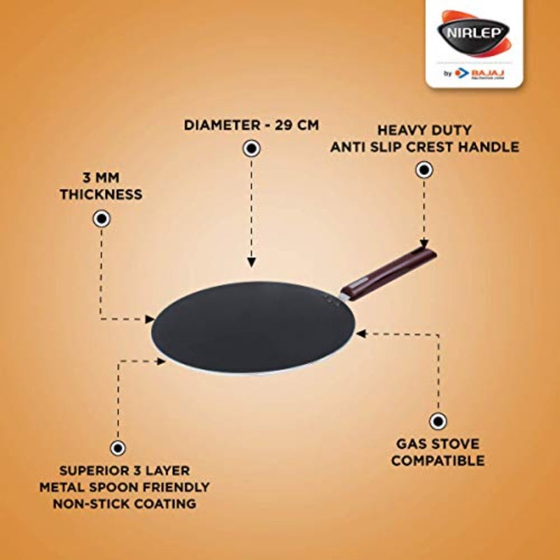 Nirlep - JFT 29 by Electricals Selec+ J Class 29 Cm Non Stick Flat Tawa, 4 mm - Image 5