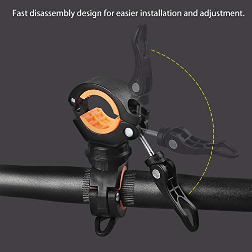 COSOOS 2 Pack Flashlight Mount Holder, Universal Bicycle Led Light Mounting Holder 360° Rotation Clip Clamp for Flashlight, Cycling, Riding - Image 5