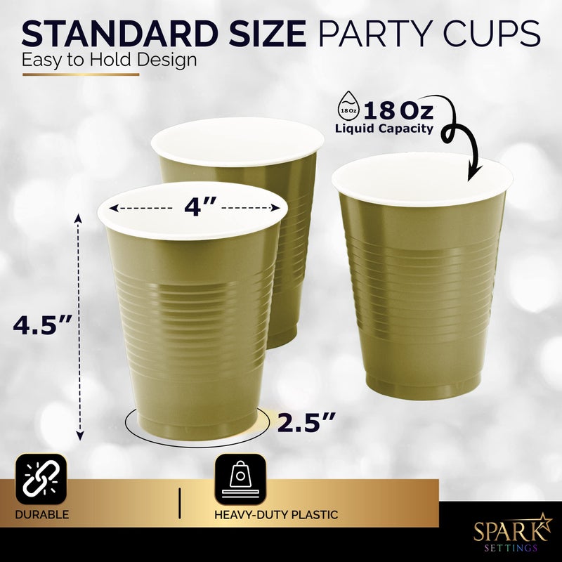 Amcrate Disposable Plastic Cups  Gold Colored Plastic Cups  18-Ounce Plastic Party Cups  Strong and Sturdy Disposable Cups for Party  Wedding  Christmas  Halloween Party Cup  50 Pack - Image 3