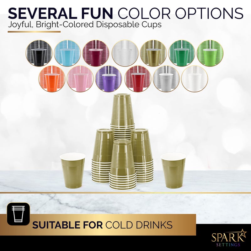 Amcrate Disposable Plastic Cups  Gold Colored Plastic Cups  18-Ounce Plastic Party Cups  Strong and Sturdy Disposable Cups for Party  Wedding  Christmas  Halloween Party Cup  50 Pack - Image 2
