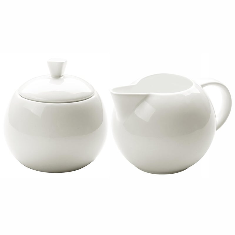 Sizikato Sizikato Pure White Porcelain Sugar and Creamer Set, 14 Oz Salt Bowl with Lid and 10 Oz Creamer Pitcher  - Image 1