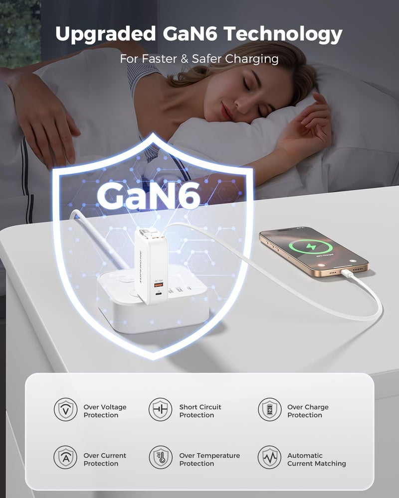 SUPERONE 4-in-1 Retractable Wall Charger, 35W PD Fast Charger with 3.3ft Cable (Longest on Market), GaN6 USB-C Plug Block for iPhone 17/16/15 Samsung Galaxy iPad Pixel - Image 5