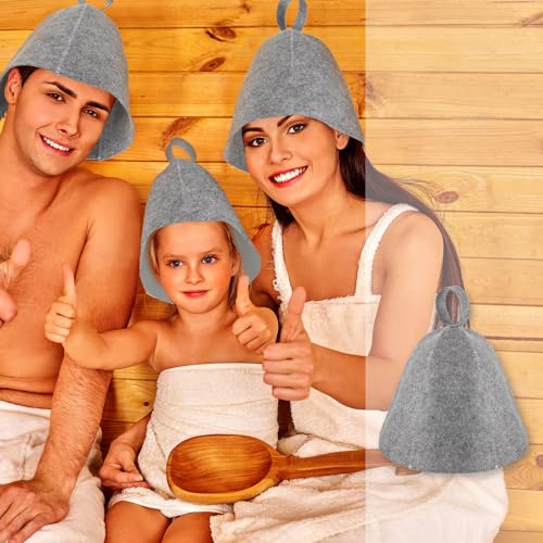 JaGely Sauna Hat for Men Women Sauna Hat Vaporarium Cap Russian Banya Cap for Bath House Accessories(Gray,1 Piece) - Image 4
