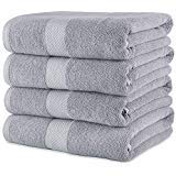 MAURA Premium Bath Towels 100 Cotton 27x54 Ultra Absorbent Quick Dry 4 Pack Soft Terry Bath Towels Set for Bathroom Hotel and Spa Quality Cool Grey