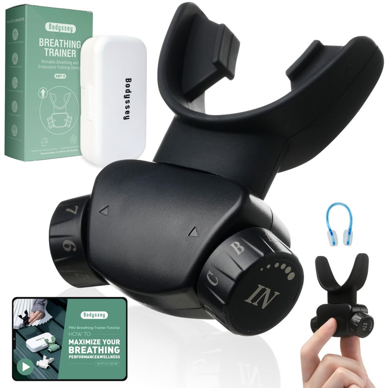 Bodyssey Breathing Trainer | Premium Silicone Trainer | Boost Breathing Patterns | Adjustable Resistance Levels | Compact, Portable, and Easy to Maintain (Black) - Image 1