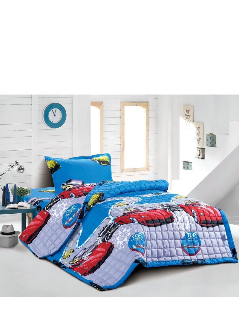 Comforter set with children's drawings, 3 pieces, compressed quilt, size 160*210 cm