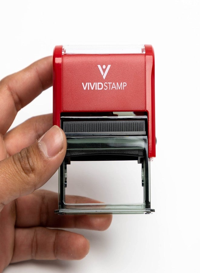 Vivid Stamp Accepted/Rejected by Date Self Inking Rubber Stamp - 2 Pack (Red Ink) Medium - Image 3