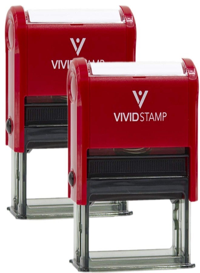 Vivid Stamp Accepted/Rejected by Date Self Inking Rubber Stamp - 2 Pack (Red Ink) Medium - Image 1