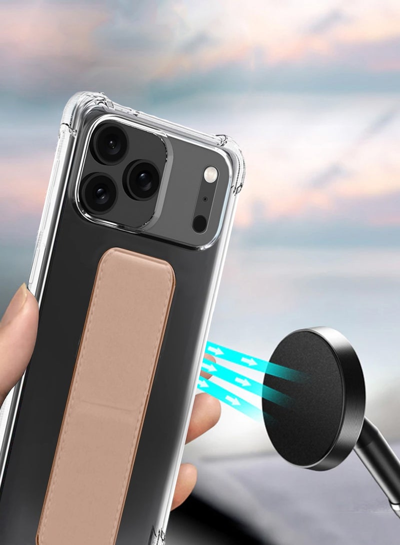 دبليو تيك غلاف هاتف أبل آيفون 17 برو 5G 2025 مع مقبض يد من TPU ووسادة هوائية (MCGHTN) - شفاف/ذهبي وردي - Image 3