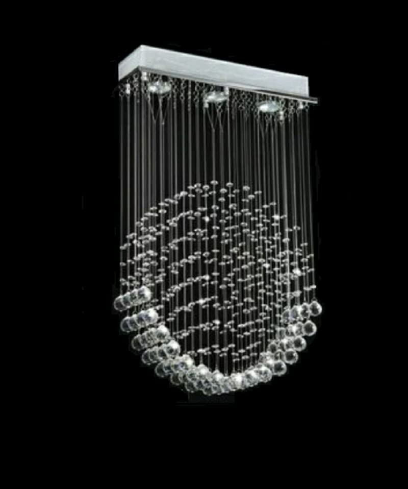 CRYSTA WORLD Raindrop K9 Crystal Modern Chandelier for Living Room/Bedroom/Hall, (Circle, L22/W5/H24) - Image 2