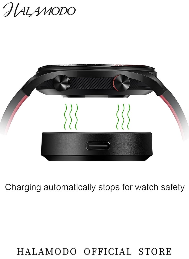 Halamodo Charger Compatible with Huawei Watch GT GT2 GT 2e GT Classic GT Sport Honor Watch Magic Magic 2 Dream GS Pro USB Black Charging Cable & Watch Round Charger Dock - Image 4
