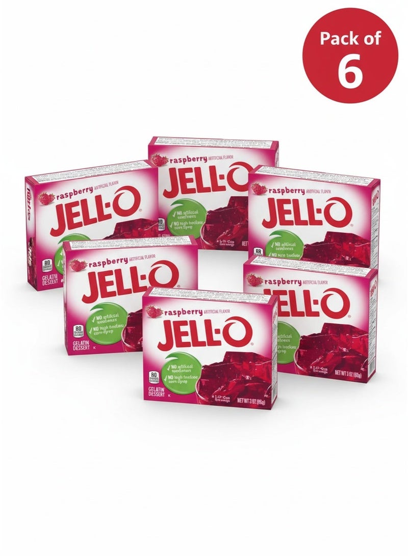 Jell-O Raspberry Gelatin Dessert 85g x Pack of 6 - Image 1