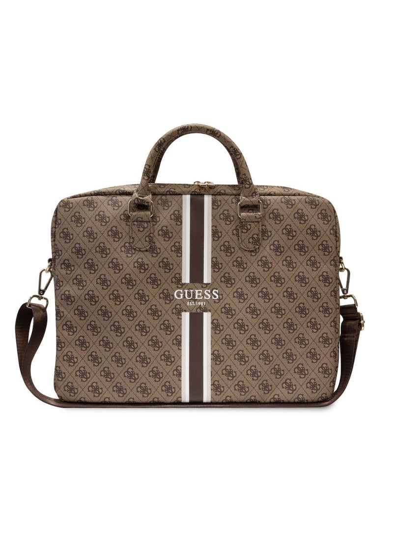 GUESS - Guess Computer Bag 16" With 4G Stripes Pattern - Brown - Image 1