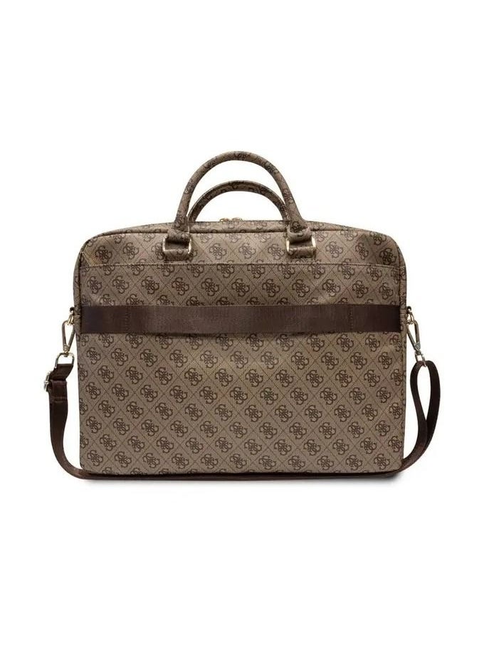 GUESS - Guess Computer Bag 16" With 4G Stripes Pattern - Brown - Image 1