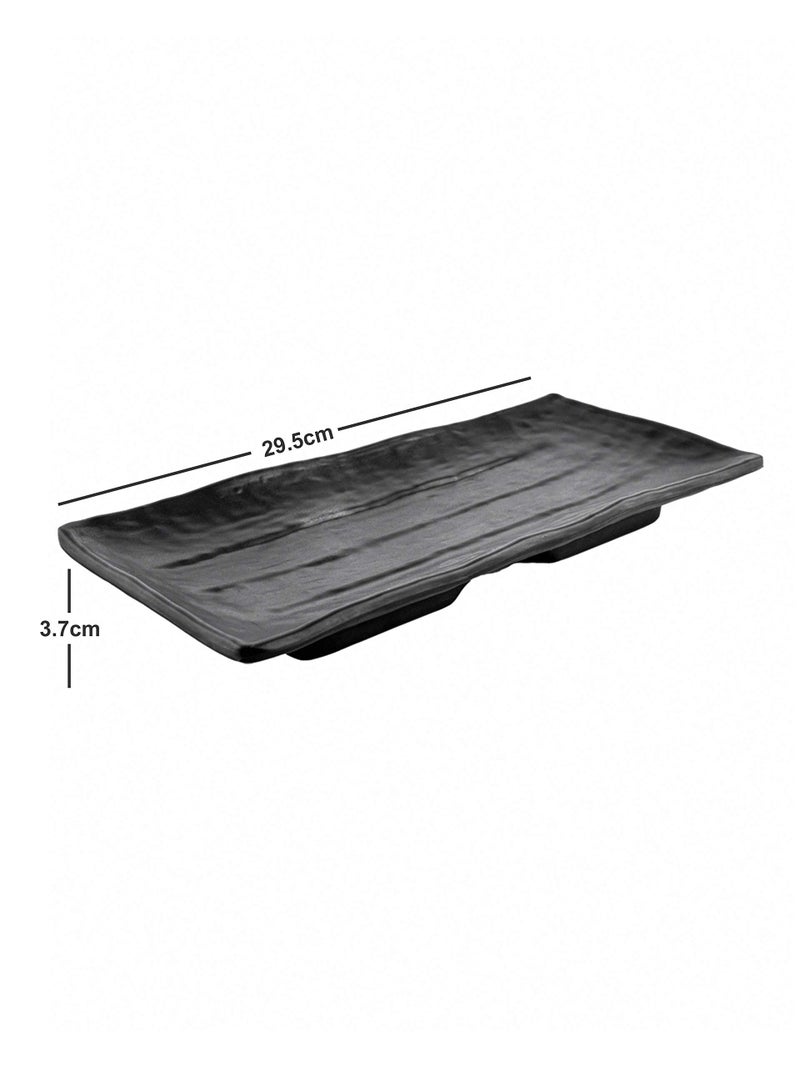 Goodhomes Designer Stone Melamine Large & Small Serving Trays and Platter Set of 2 pcs (Black) - Image 3