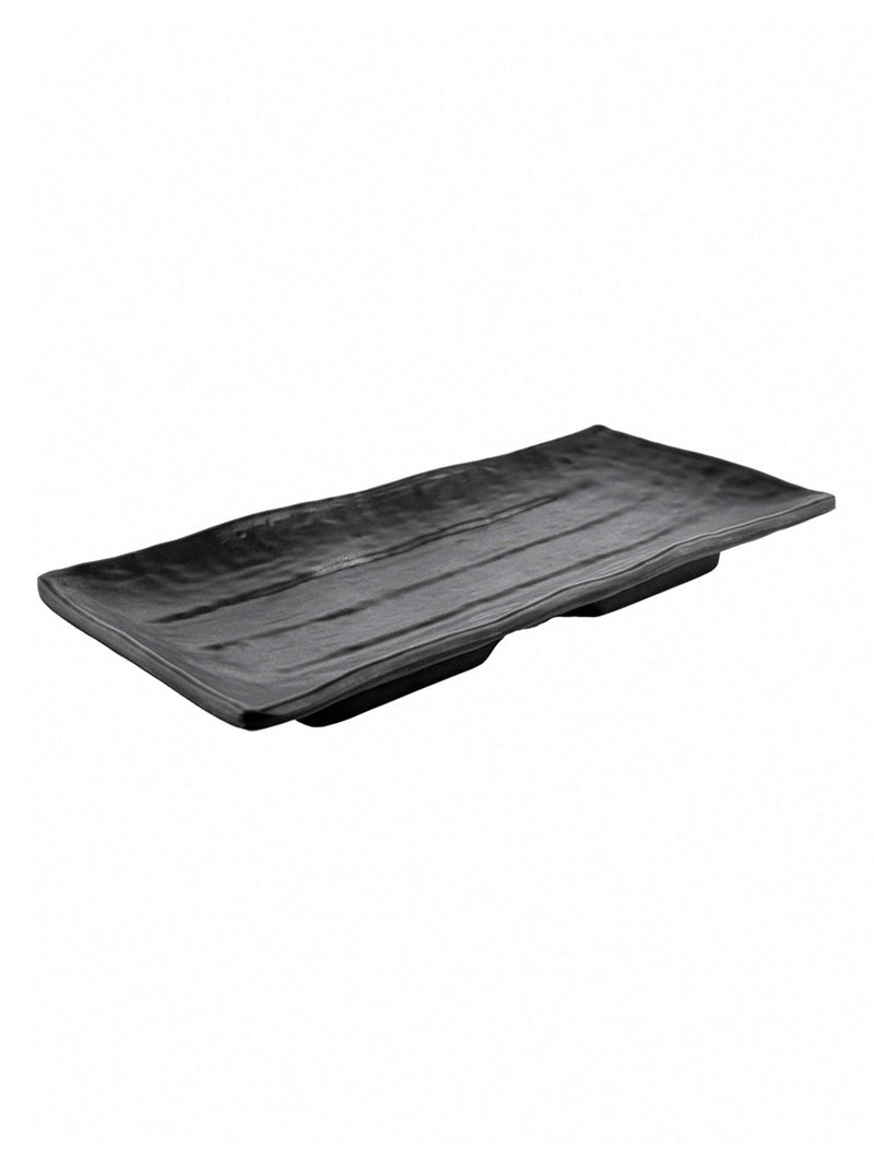 Goodhomes Designer Stone Melamine Large & Small Serving Trays and Platter Set of 2 pcs (Black) - Image 2