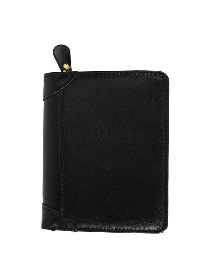 Thoraya Men PU Leather Wallet Fashionable Retro Elegant Banknote Card Holder Coin Purse for Office Work Black Free Size  - Image 1