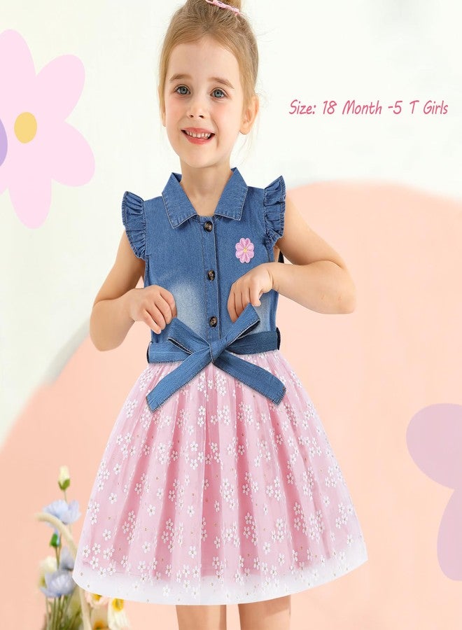 CHUANGLI Toddler Girls Denim Tulle Dresses Baby Summer Tutu Sundress Outfit Toddler Princess Dress for Girls 0-5T - Image 3
