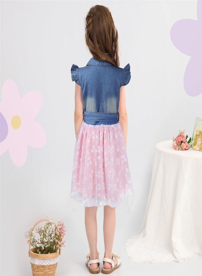 CHUANGLI Toddler Girls Denim Tulle Dresses Baby Summer Tutu Sundress Outfit Toddler Princess Dress for Girls 0-5T - Image 5