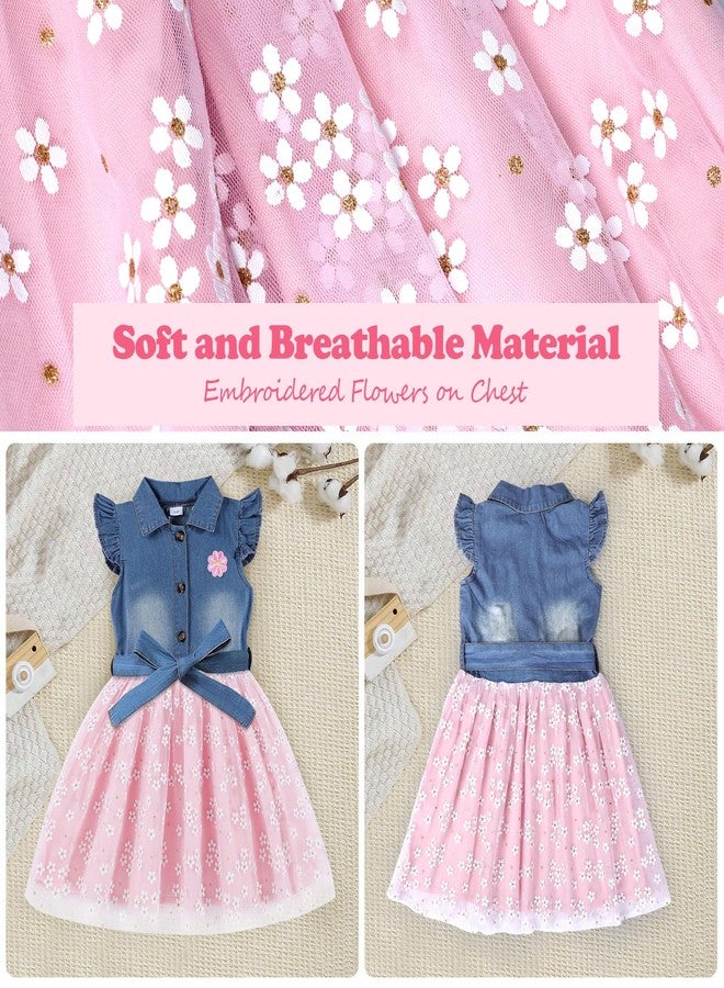CHUANGLI Toddler Girls Denim Tulle Dresses Baby Summer Tutu Sundress Outfit Toddler Princess Dress for Girls 0-5T - Image 2