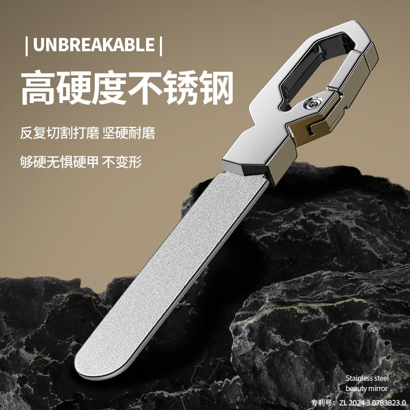 Stainless Steel Nail File with Keychain, Portable, 2-Sided File - Image 2
