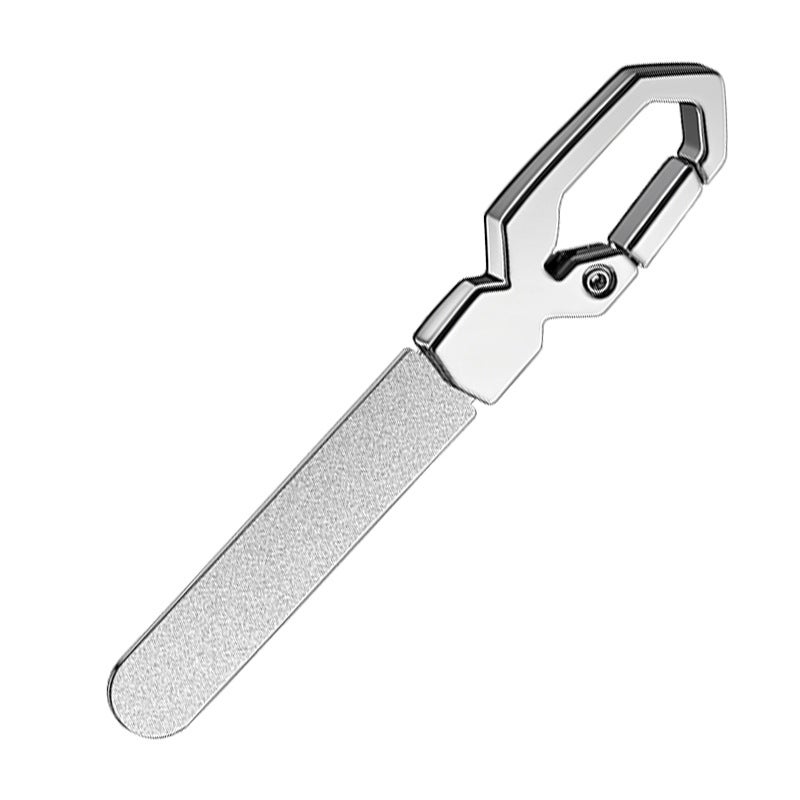 Stainless Steel Nail File with Keychain, Portable, 2-Sided File - Image 1