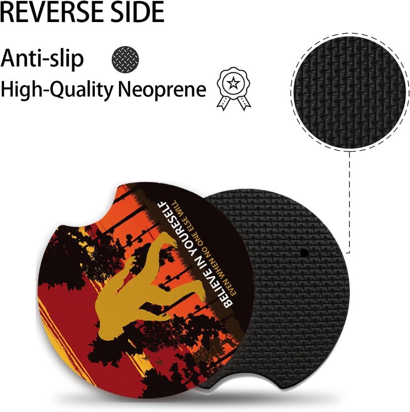 Adastrah Believe in Yourself Anti-Slip Rubber Car Cup Mat with A Finger Notch - 2 Pack Absorbent Drinks Coasters for Women's Interior - Image 3