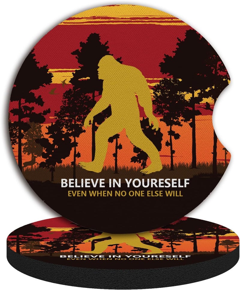 Adastrah Believe in Yourself Anti-Slip Rubber Car Cup Mat with A Finger Notch - 2 Pack Absorbent Drinks Coasters for Women's Interior - Image 5