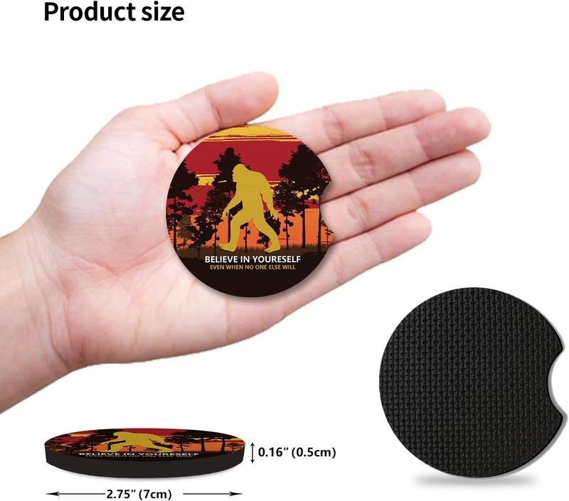 Adastrah Believe in Yourself Anti-Slip Rubber Car Cup Mat with A Finger Notch - 2 Pack Absorbent Drinks Coasters for Women's Interior - Image 4