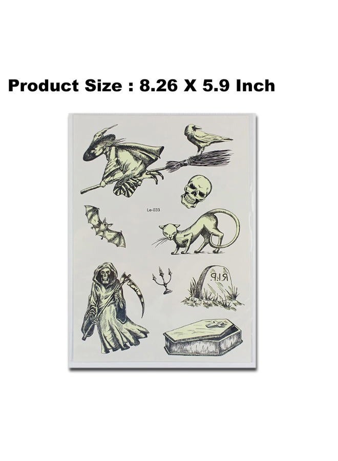 Ooopsiun Luminous Halloween Temporary Tattoos for Kids - 80 Black Styles Glow in The Dark Halloween Tattoos Party Favors Decorations for Boys Gilrs - Image 5