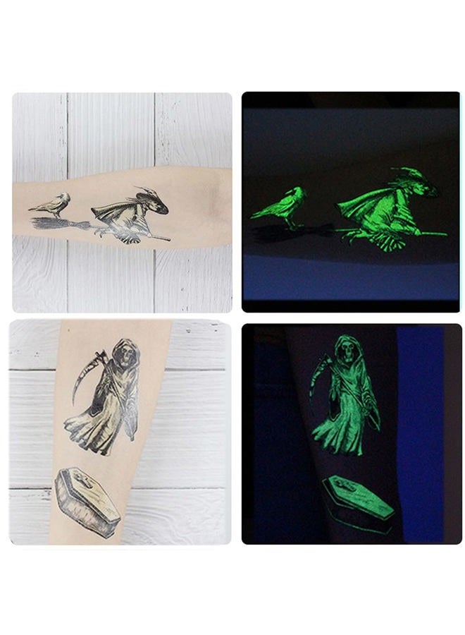 Ooopsiun Luminous Halloween Temporary Tattoos for Kids - 80 Black Styles Glow in The Dark Halloween Tattoos Party Favors Decorations for Boys Gilrs - Image 4