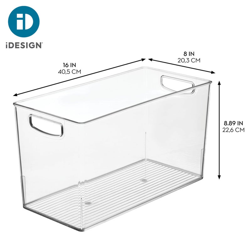 iDesign Pantry Bin with Handles - Kitchen Storage Bins for Cabinets, Pantry, or Fridge - Clear - Image 4