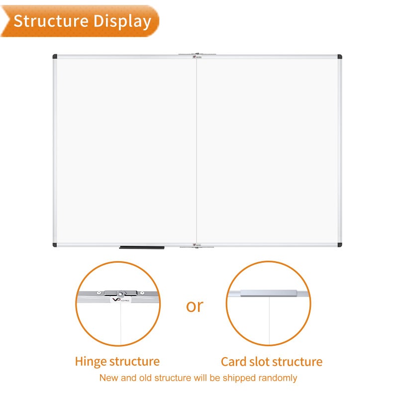 VIZ-PRO Magnetic Dry Erase Board, 60 X 36 Inches, Foldable Wall-Mounted Whiteboard with Silver Aluminum Frame & Marker Tray for School Office and Home 5' X 3' - Image 3