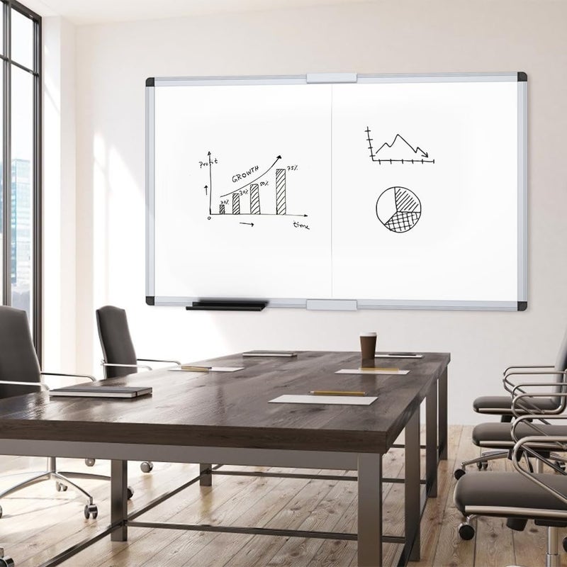 VIZ-PRO Magnetic Dry Erase Board, 60 X 36 Inches, Foldable Wall-Mounted Whiteboard with Silver Aluminum Frame & Marker Tray for School Office and Home 5' X 3' - Image 5