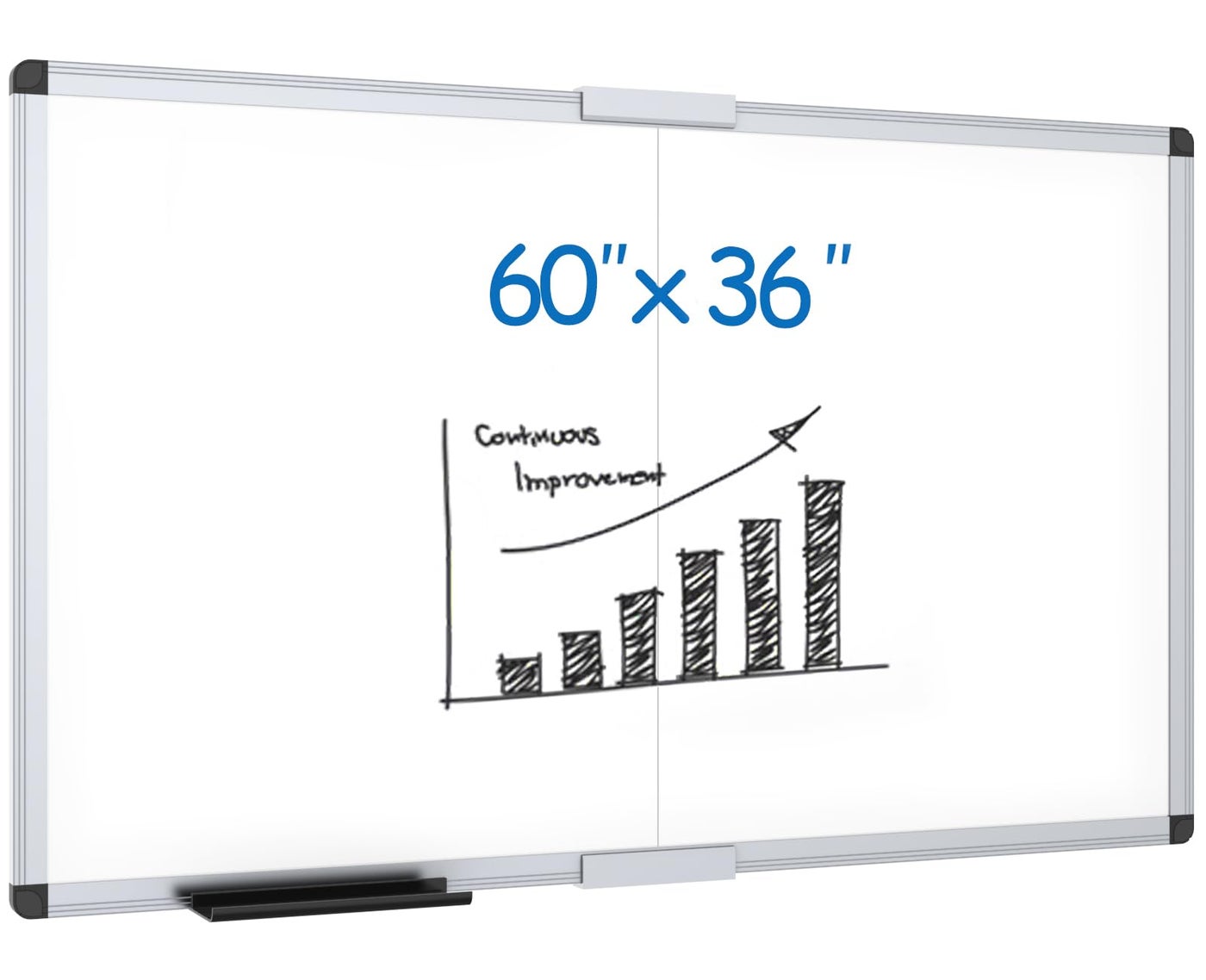 VIZ-PRO Magnetic Dry Erase Board, 60 X 36 Inches, Foldable Wall-Mounted Whiteboard with Silver Aluminum Frame & Marker Tray for School Office and Home 5' X 3'