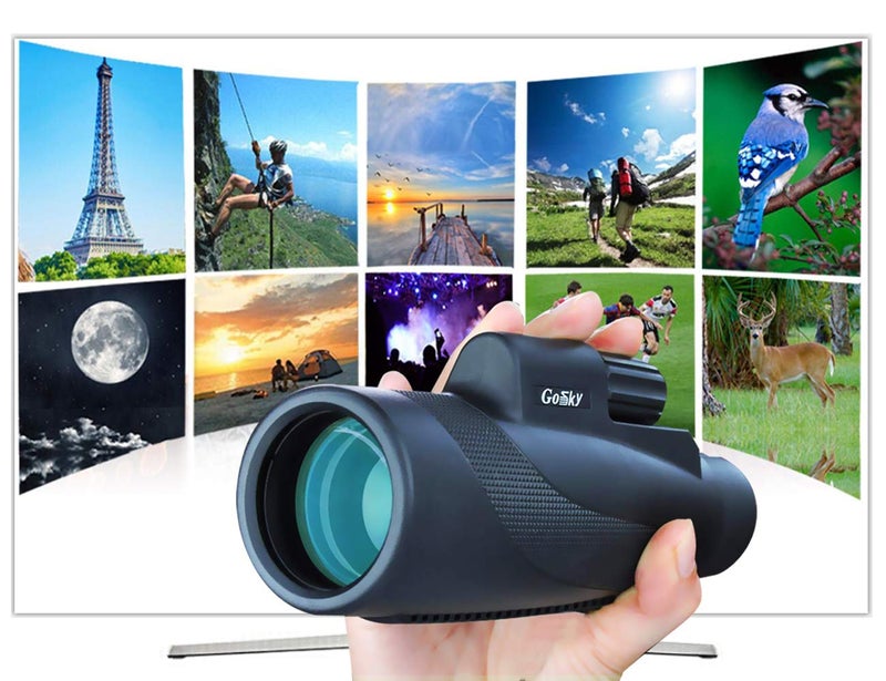 Gosky 12X50 High Power Prism Monocular Smartphone Holder and Handheld Tripod Kit- Waterproof/Fog-Proof/Shockproof Grip Scope -for Hiking,Hunting,Climbing,Birdwatching Watching Wildlife and Scenery - Image 3