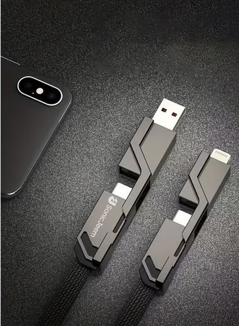 SONIC JEEM AE-Sonic Game Super Charging 4 in 1 120W USB-TYPE-C-TYPE-C-LIGHTNING Super Power Cable, Smart Chip, Smart Switching Mechanism, 1m, Gray - Image 4