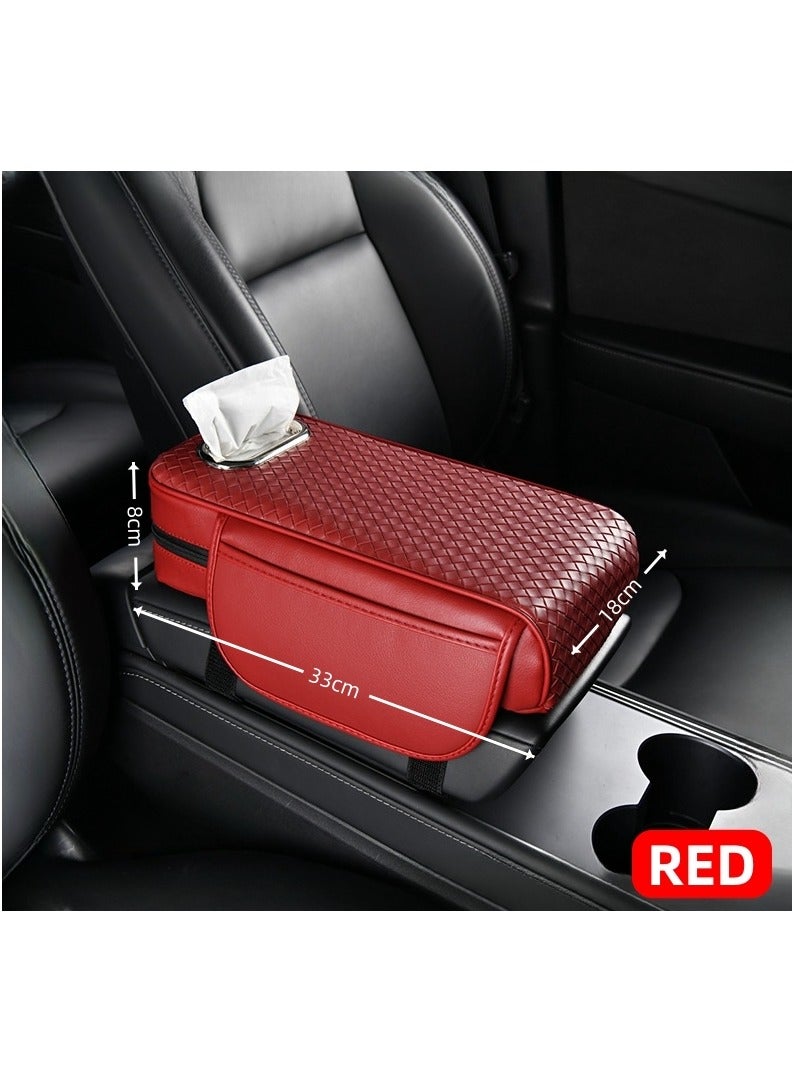Soofam Multipurpose Car Center Console heighten Cover, Leather Car Armrest Booster Pads, Leather Car Armrest Cover Protector, Armrest Box, Suitable for Most Vehicles, SUVs, Trucks, Cars (Red) - Image 2