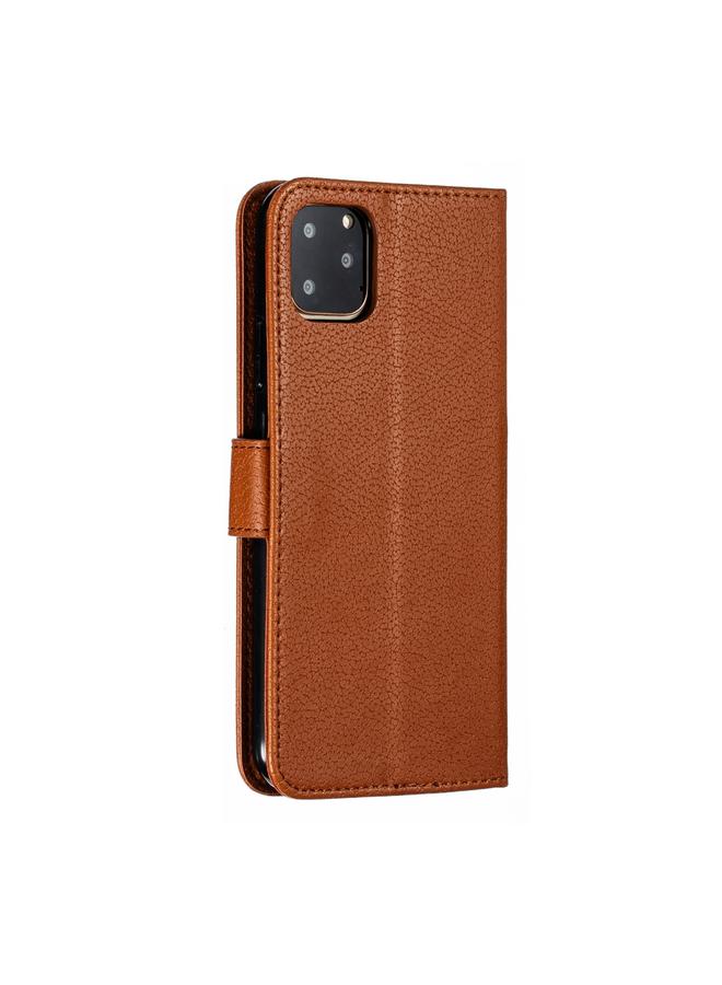 اس-توب جراب لهاتف iPhone 11 Pro Max من الجلد بتصميم ريشة وملمس الليتشي مع محفظة وحامل وفتحات للبطاقات - Image 4