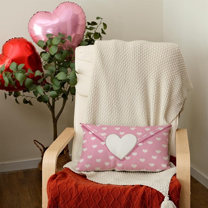 AACORS Valentine's Day Pillow Cover 12X20 Inch Love Hearts Decorations Holiday Farmhouse Decorative Pillow Case for Sofa Couch Decorï¼ˆPinkï¼‰ AA411-12 - Image 2