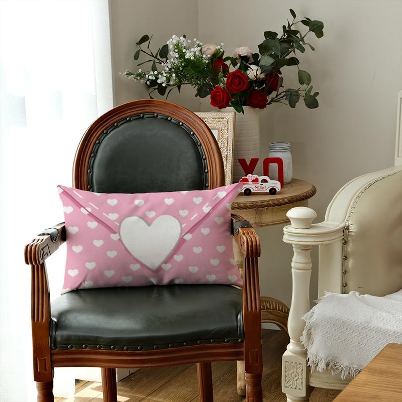 AACORS Valentine's Day Pillow Cover 12X20 Inch Love Hearts Decorations Holiday Farmhouse Decorative Pillow Case for Sofa Couch Decorï¼ˆPinkï¼‰ AA411-12 - Image 5