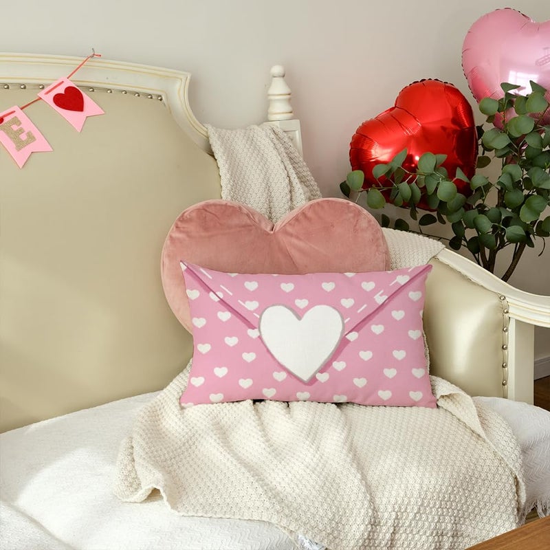AACORS Valentine's Day Pillow Cover 12X20 Inch Love Hearts Decorations Holiday Farmhouse Decorative Pillow Case for Sofa Couch Decorï¼ˆPinkï¼‰ AA411-12 - Image 3