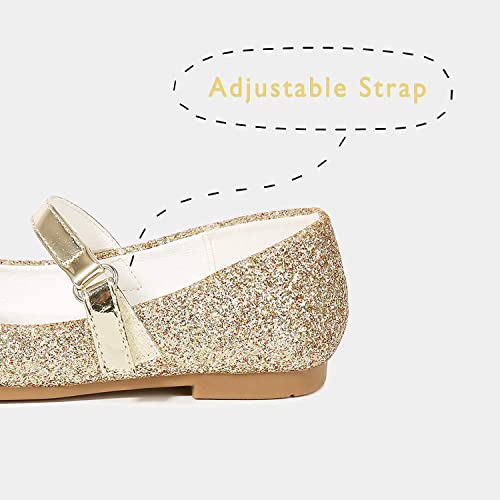 Furdeour Girls Flats Shoes Toddler Flower Girl Size 9 Party Princess Wedding Formal(2501Gold 9) - Image 4