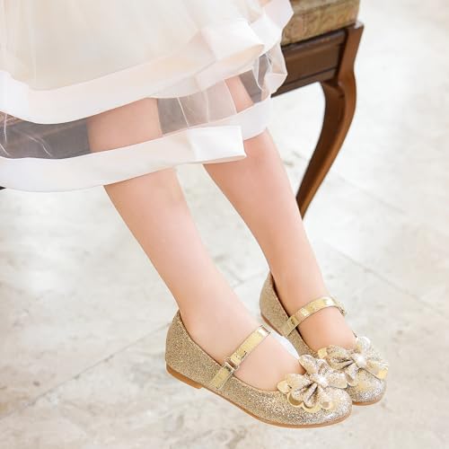 Furdeour Girls Flats Shoes Toddler Flower Girl Size 9 Party Princess Wedding Formal(2501Gold 9) - Image 2