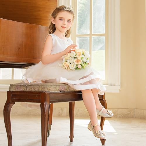 Furdeour Girls Flats Shoes Toddler Flower Girl Size 9 Party Princess Wedding Formal(2501Gold 9) - Image 3