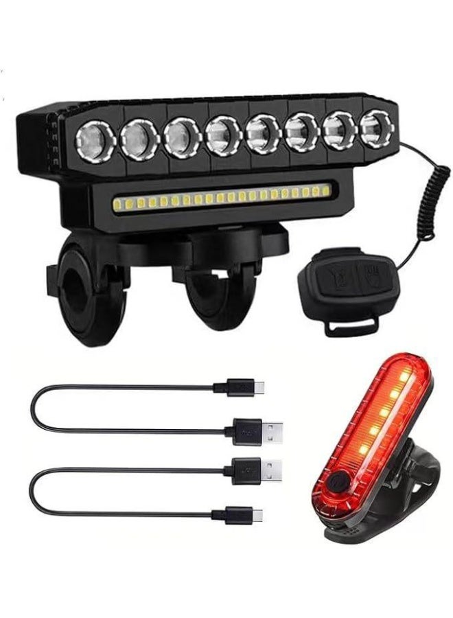 موثوقية التنبؤ مصباح دراجة أمامي قابل للشحن مقاوم للماء مع بوق – 6 أوضاع LED، قابل للفصل - Image 1