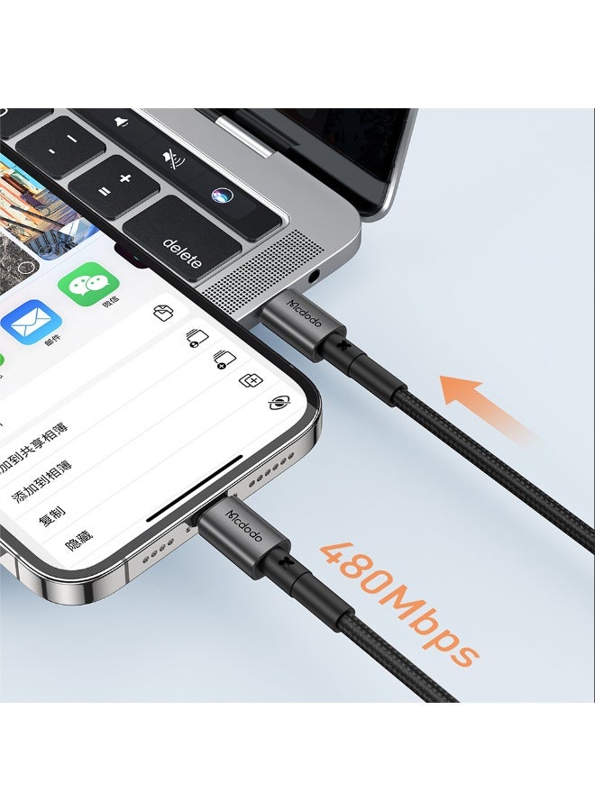 Mcdodo Type-C to Lightning Cable CA-285 ,1.2m , 36W Super Fast Charging with PD , Data Transfer up to 480Mbps , Durable Design with SR Boost and Fast Heat Dissipation , High Performance and Ultra Safety in Stylish - Black - Image 3